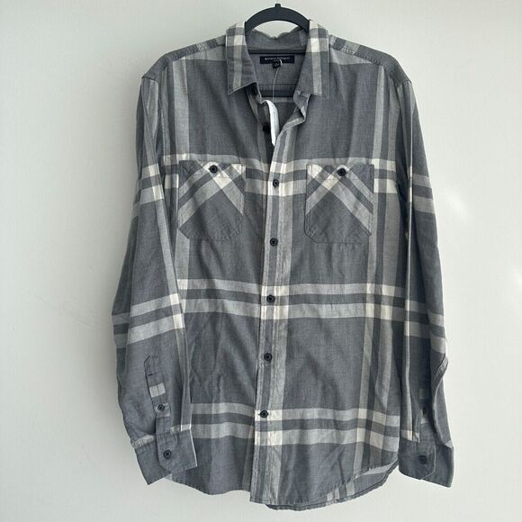 Banana Republic Shirt Mens Medium Flannel Slim Fit Plaid 100% Cotton - Picture 1 of 9
